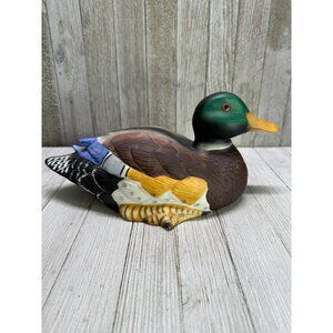 Vintage Painted Mallard Duck Decoy Figurine Display Ceramic Home Decor 9"